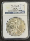 2015 Silver Eagle Early Releases MS70 Blue Label 1oz Fine Silver
