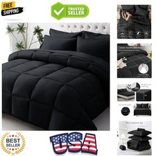 Oversized King Comforter Set, Ultra-Soft Bed in a Bag Oversized King Size 7 P...
