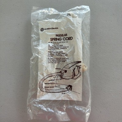 H4DU-50-STD Ivory Modular Telephone Handset Spring Cord Western Electric NOS