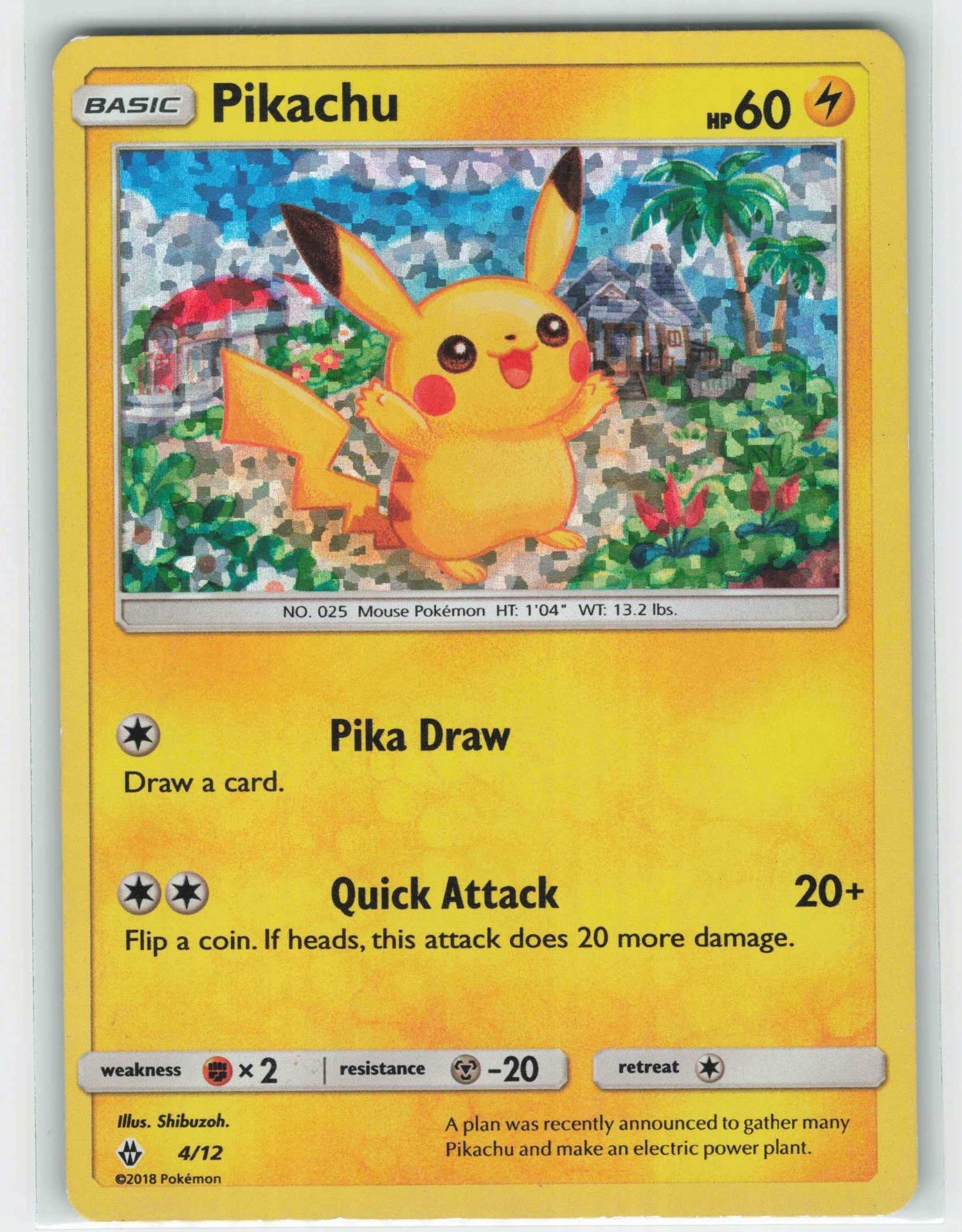 2018 Pokemon, McDonald's Promos, #4/12 Pikachu, Holo Promo MP