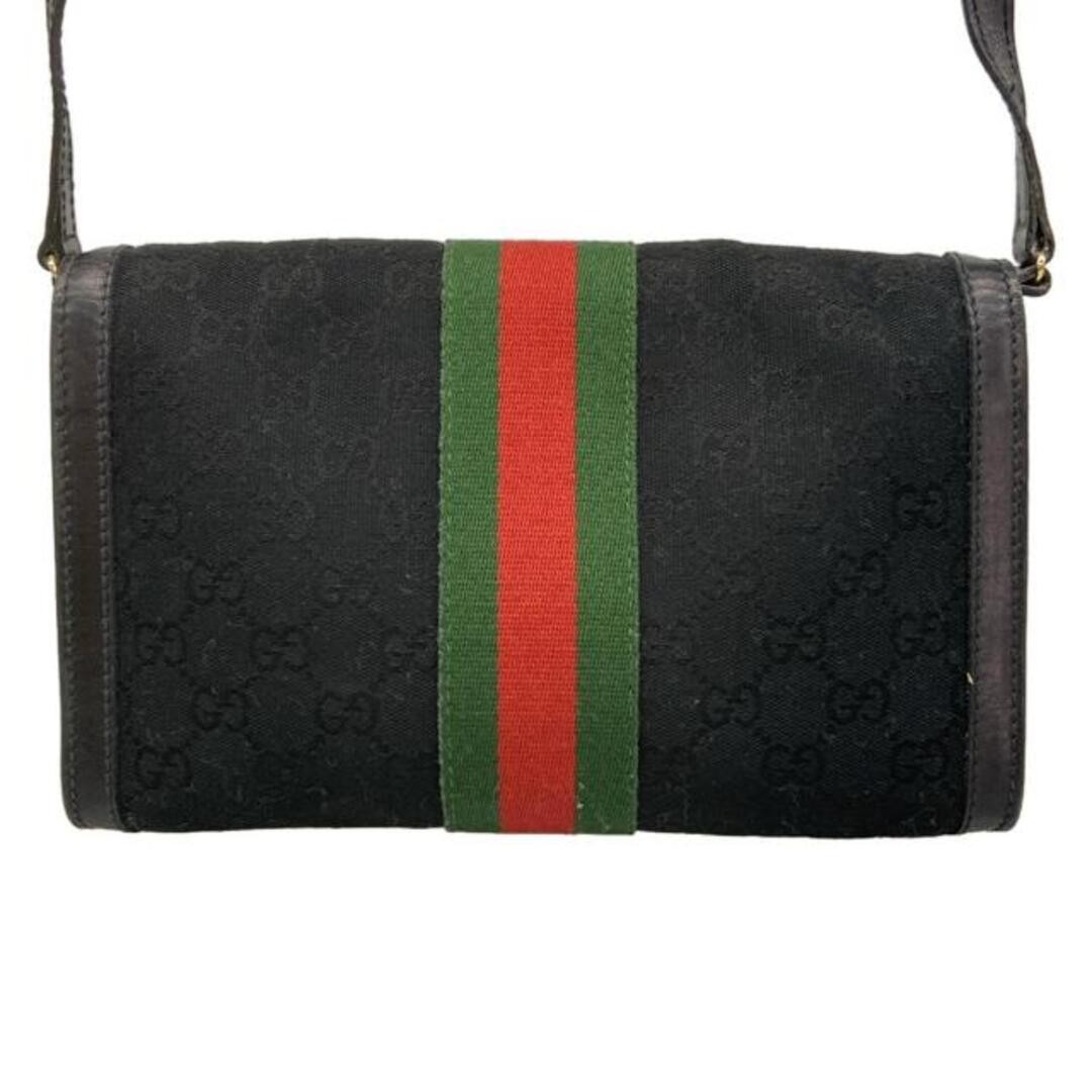 GUCCI Sherry Line Shoulder Bag Black Red Green Leather Used thumbnail 4
