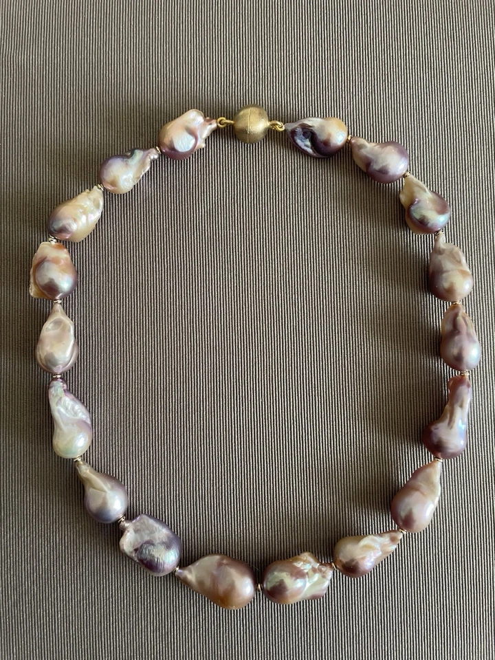 Kasumi/Ming Barock Perlen Kette 925 Sterling Silber Vergoldet - Bild 2 von 4