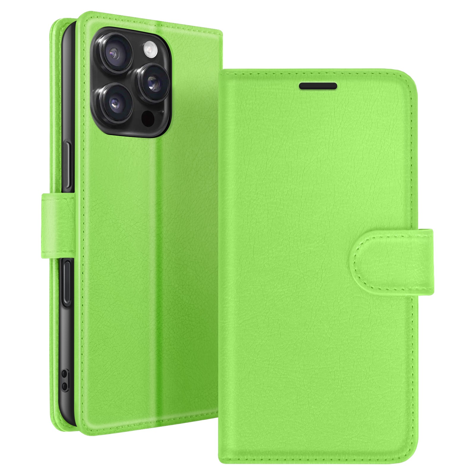 Coque iPhone 16 Pro Zanaé verte étui rabat avec support pour éviter les chutes