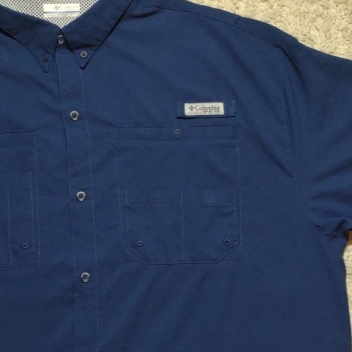 Columbia PFG Tamiami Shirt Men's XXL Blue Button-Down Omni-Shade Vented Fishing - Image 3 of 4