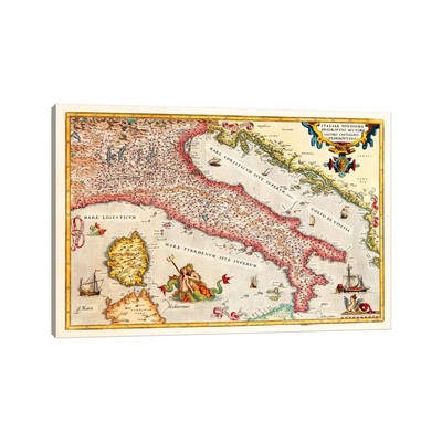 iCanvas ''Antique map of Italy'' by Unknown Artist Canvas  Small