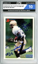 Authentic On-Card Autograph Signed by Derek Brown CPG Auto Grade 10
