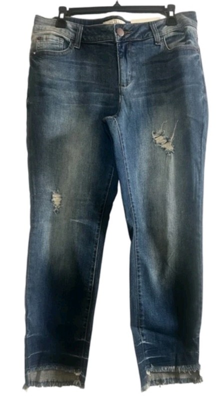 Cato Mid Rise Modern Fit Skinny Distressed Raw Hem Women's Denim Ankle Jeans 12