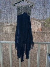 Sequin Heart Dress Short Blue Size 3 Fit flare Fairy Dreamy Party Glam Prom