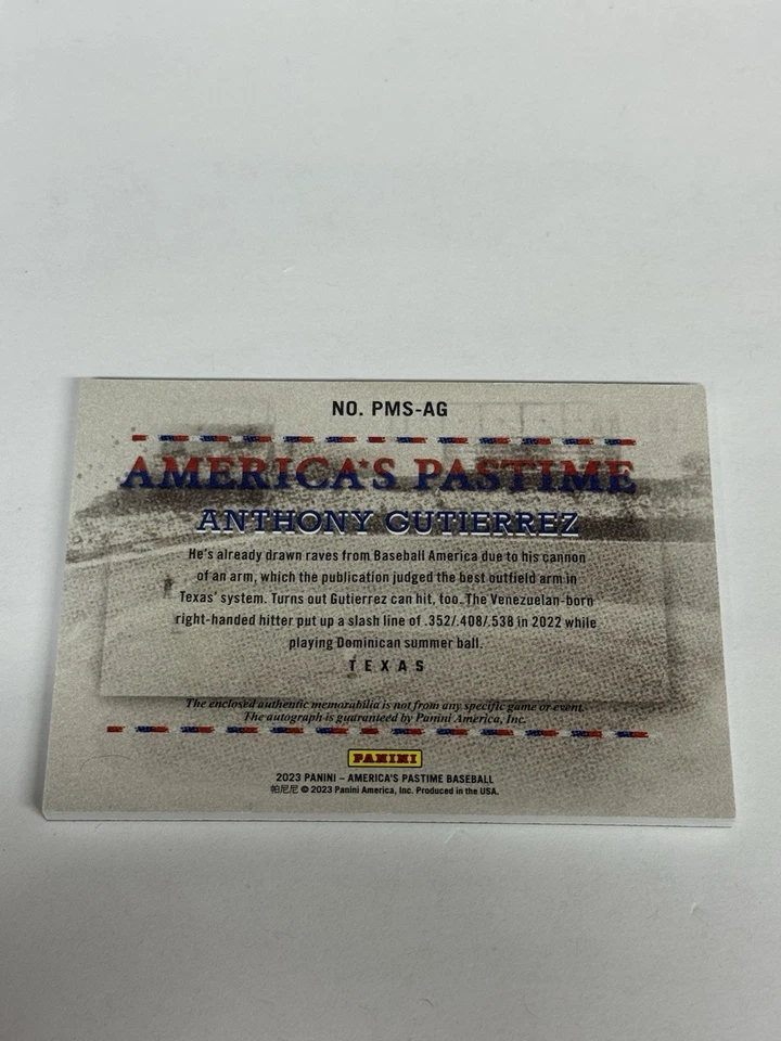 2023 America's Pastime Material Anthony Gutierrez Auto /100 Rangers SP - Image 2 of 2
