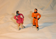 Vintage Barclay Manoil (2) Ice Skaters Lead Figures Made in USA Winter Set