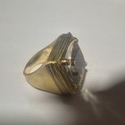 Gold Tone Metal Cocktail Ring Clear Square Crystal 1-Stone Prong Set Size 7.5 — photo 4