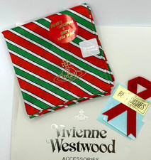 Vivienne Westwood Cotton scarf Handkerchief Large striped Orb Christmas New 