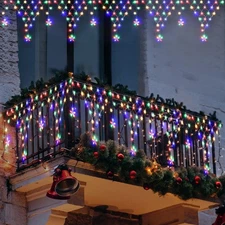 Christmas Fairy Lights LED Icicle Waterfall Connectable Outdoor Xmas Home Decor