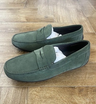 Herren Geox Respira Slipper Halbschuhe UK 8,5 Wildleder Grün Schuhe Bequem*