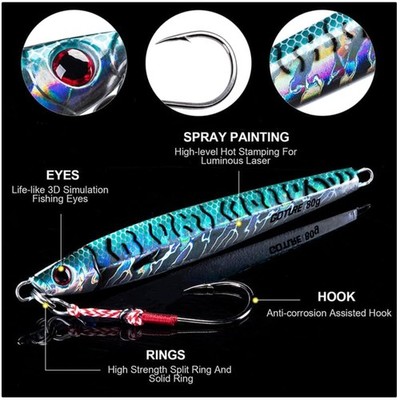 High-Strength Saltwater Fishing Jigs with Assist Hook