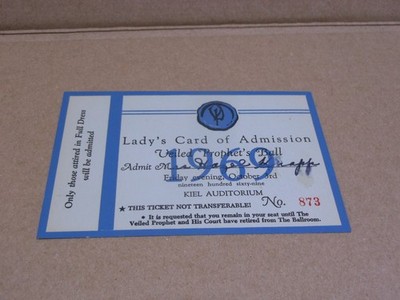 1969 St. Louis Veiled Prophet Ball Admission Card Ticket 