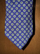 Polo Ralph Lauren Blue Square Geometric Print Mens Silk Neck Tie Made in Italy