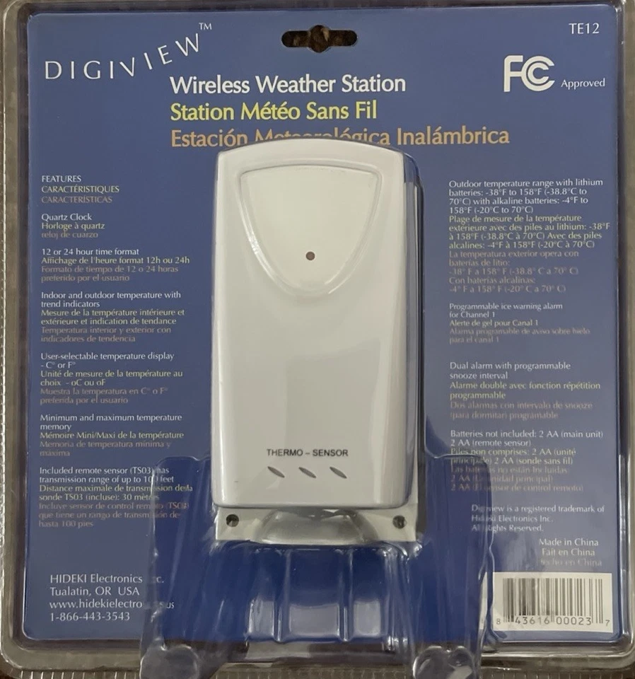 New Digiview Wireless Weather Station Indoor Outdoor Thermostat. #TE12 Silver - Image 4 of 4