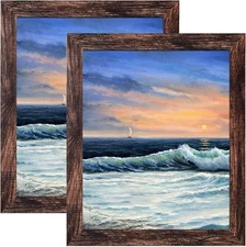 8X10 Picture Frame Brown for Wall Mounting or Tabletop Display, 2 Pack