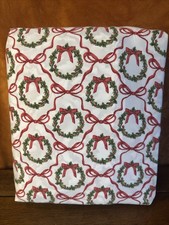 Twin Size Cotton Bedsheets With Single Pillowcase, Holiday Wreath, Red Bows