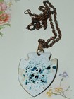 Vtg Painted Enamel Over Copper Big Modernist Arrowhead Pendant Necklace 1960s — photo 3