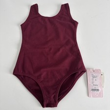 Sansha Signature Girls Cotton Fully Lined Leotard. Ballet. Burgundy. NWT Size 4y