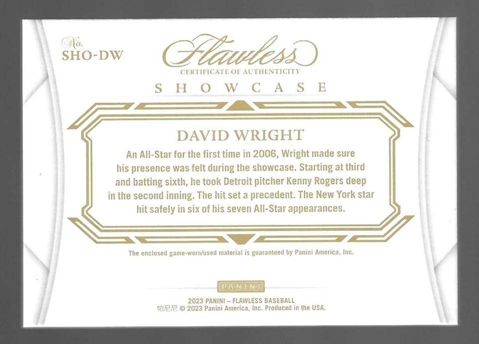 Parche David Wright 2023 Panini impecable cuatro reliquias 4/5 💲 Foto 3 de 3