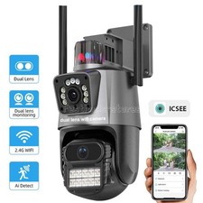 Dual Lens 4K WiFi Security Camera 8X Zoom Outdoor Home Night Vision CCTV PTZ