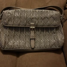 Vintage Cole Haan Women's Leather Sholder Bag Quilted Texture Taupe Brown