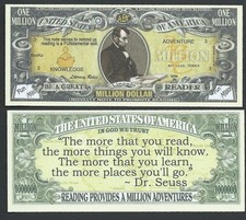 Lot of 100 BILLS- Abraham Lincoln Reading Adventure Million Dollar Novelty Bill