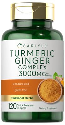 Turmeric and Ginger Supplement 3000 Mg | 120 Softgel Capsules | Turmeric Curcumi