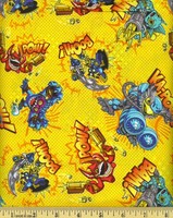 Skylanders Characters Yellow Toss Camelot 100% Cotton Fabric By The Yard Skylanders Characters Yellow Toss Camelot 100% Cotton Fabric By The Yard