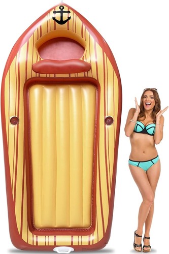 Giant Pool Float Inflatable Boat with Cooler 2 Drink Holders, Pool Party Toys... - Picture 2 of 8