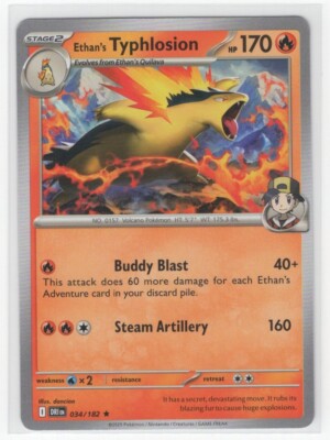 Pokemon Destined Rivals NON Holo Rare Ethan's Typhlosion - 034 - DECK EXCLUSIVE