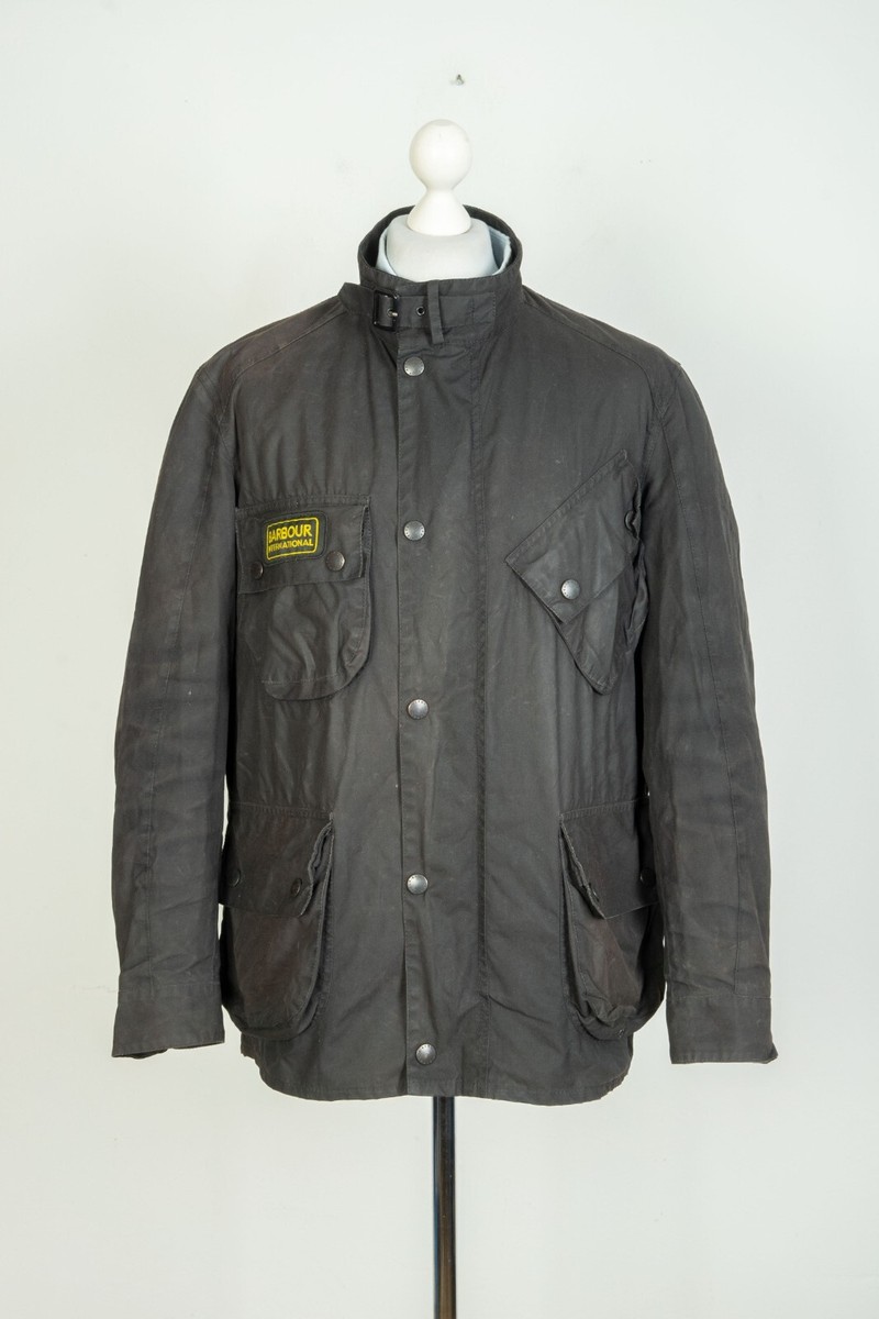 Men's Barbour International Trials Biker Black Wax Jacket Men's Barbour International Trials Biker Black Wax Jacket