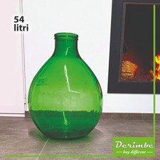 Damigiana in vetro, bocca larga, 54 litri, verde, arredamento, design,  vintage