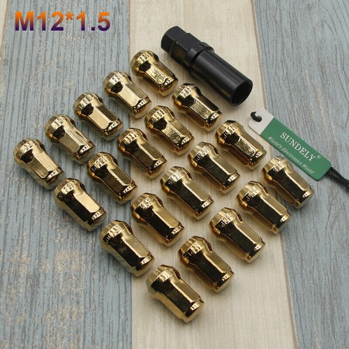 HQ Hot M12 X 1.5MM Open Close Cap End Tuner Wheel Lug Nuts Gold 20PCS