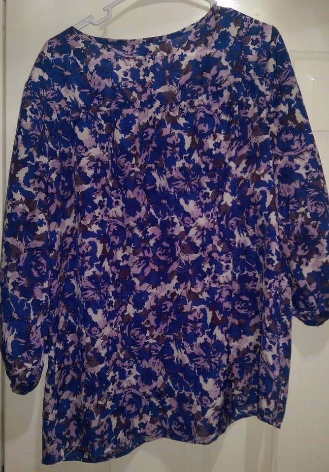 Camisa Mujer Talla XXL 2XL 2X Grande Blanca Ciervo Púrpura Azul Blanco Negro Floral Foto 3 de 3