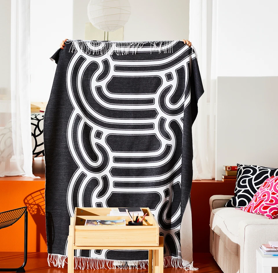 IKEA SOTRONN Throw, Black/White, 2 side, 51x67", 130x170 cm, Limited Collection - Image 2 of 4