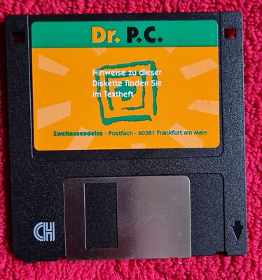 Vintage Dr. P.C. Diskette, Zweitausendeins, Getestet auf Lesbarkeit, Retro 