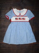 NEW Boutique 4th of July Patriotic American Flag Girls Gingham Plaid Dress