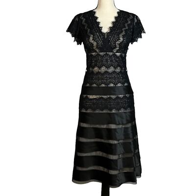 JS Collections Womens Formal Cocktail Dress 2 Padded Lace V Neck Short Sleeve