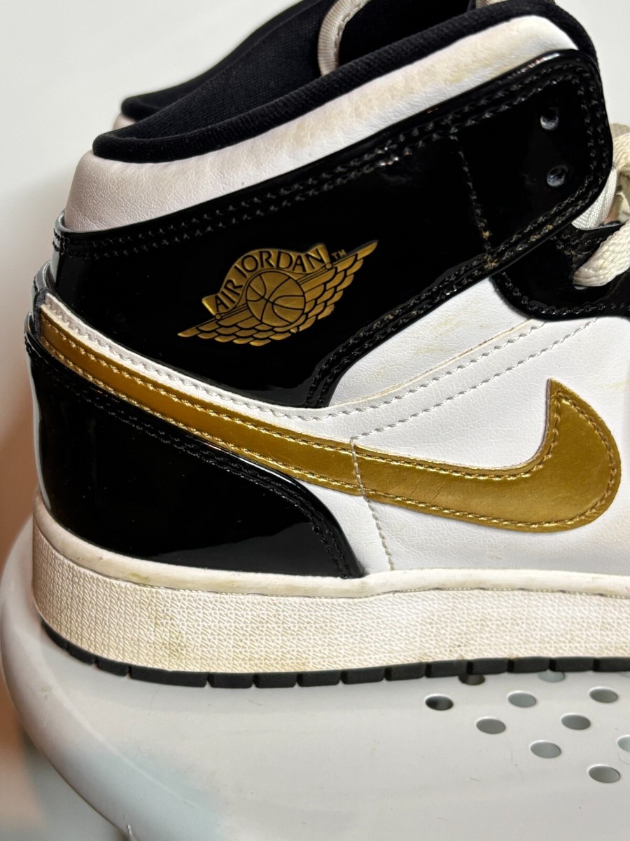Air Jordan Mid SE Patent Black Gold Sneakers 2019 Kids 7Y,