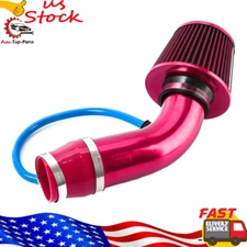 76mm 3" Car Cold Air Intake Filter Induction Pipe Power Flow Hose System Kit Red