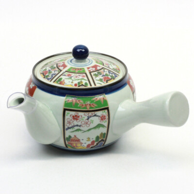 Grünteekanne Kyusu Sansui, 400 ml, japanische Kanne mit Landschaftsmotiven