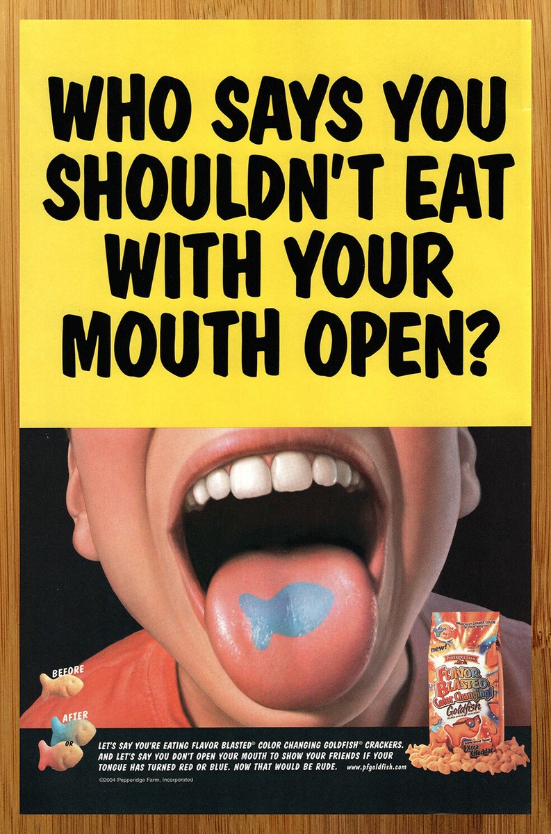 2004 Flavor Blasted Color Changing Goldfish Crackers Print Ad