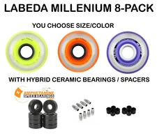 Labeda Millennium Gripper Roller Hockey Wheels, Ceramic Bearings, Choose Size/Co