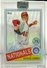 Patrick Corbin 2020 Topps Clearly Authentic 1985 SP Autograph Auto - NATIONALS