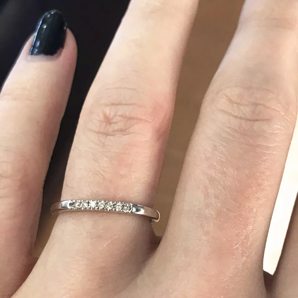 Natural Diamond Solid 14k White Gold Band Ring 1.8 MM Select 1