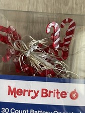 Merry Brite Battery Operated LED Lights Candy Cane 30 Count 12" Indoor CUTE